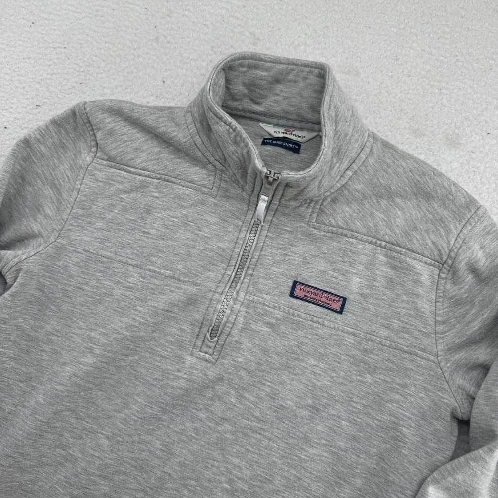Vineyard Vines 1/4 Zip Womens Small Gray Thumbhole Sleeves Soft The Sherp Shirt